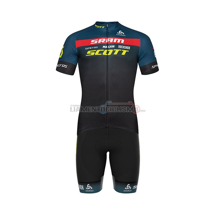 Abbigliamento Ciclismo Scott Sram Manica Corta 2022 Nero Blu